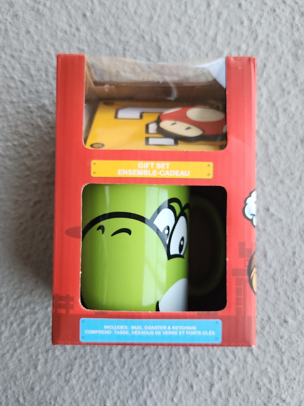 Nintendo Super Mario Gift Set Yoshi Mug Coaster & Keychain Brand New In Box